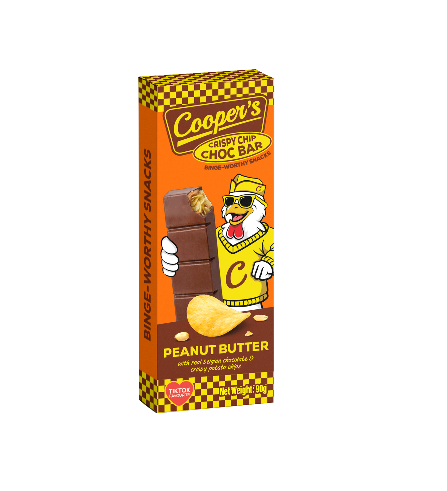 Cooper's choco bar with peanut butter and potato crisps